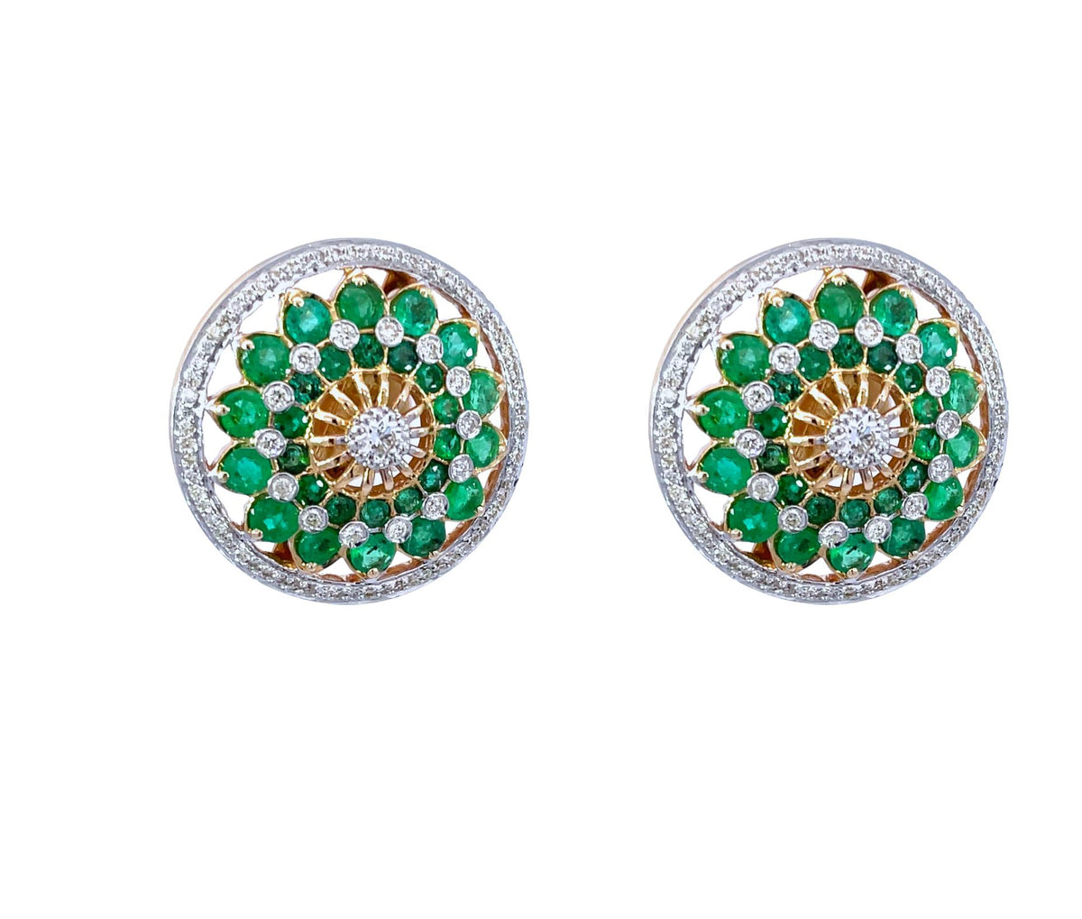 18k Yellow Gold Earrings with 2.4ct Emeralds &amp; 1.0ct Diamonds