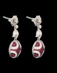 Diamond and Natural Ruby Art Deci Style Drop Earrings