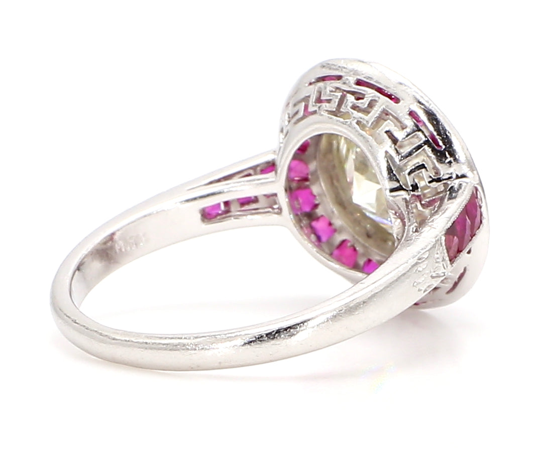 2.5 Carat Diamond Ruby, Platinum Ring