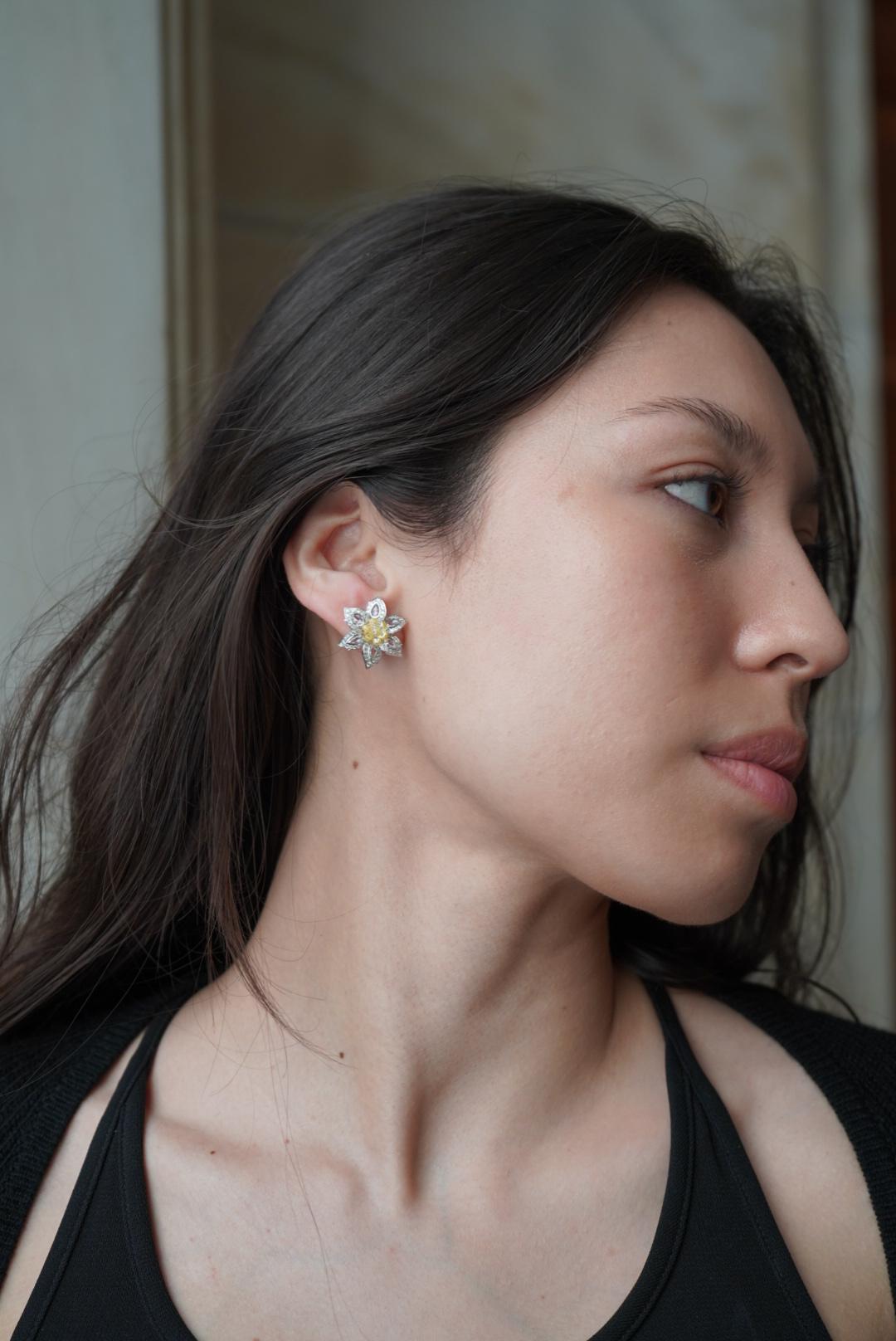 Natural Fancy Yellow Diamond Earrings