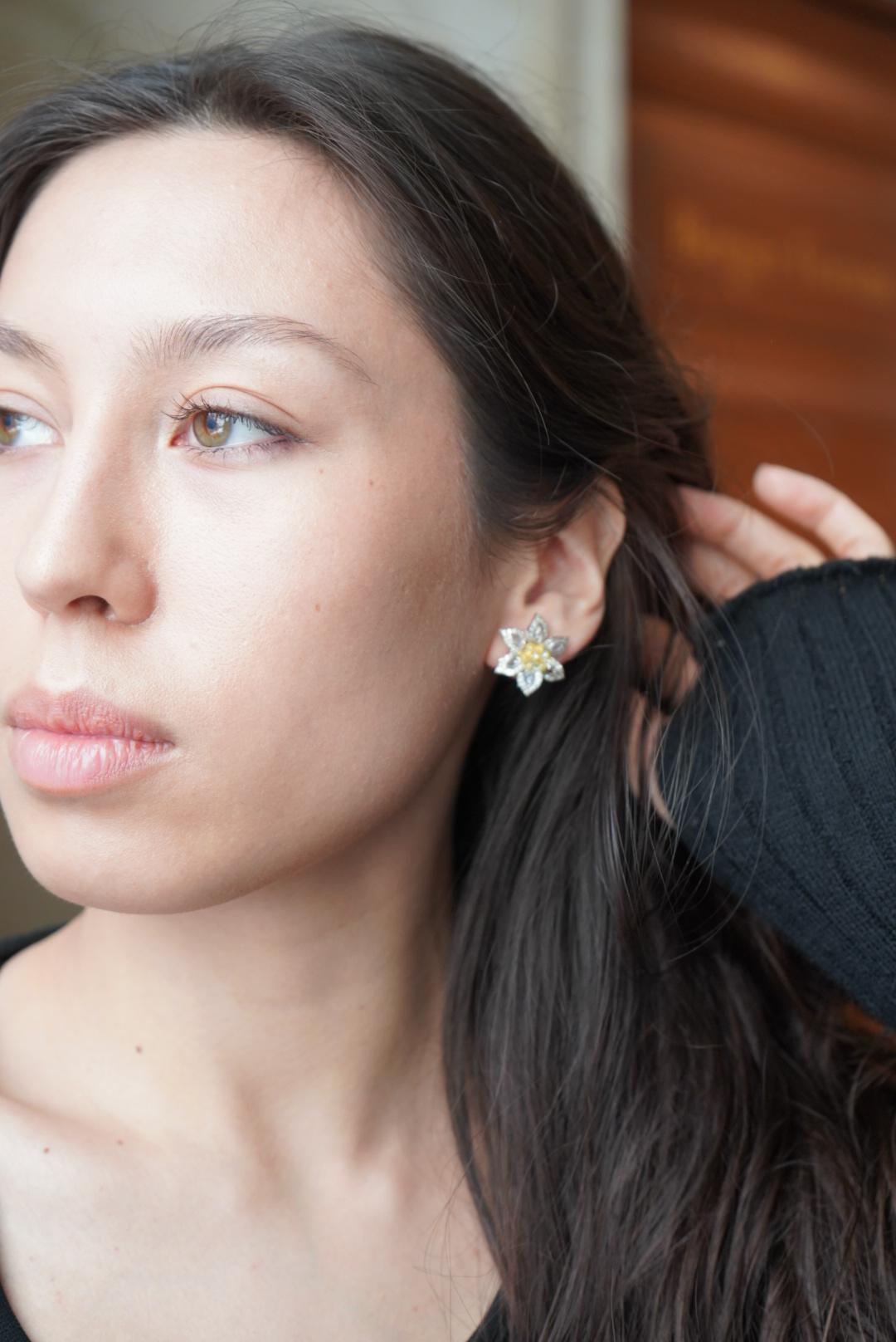 Natural Fancy Yellow Diamond Earrings