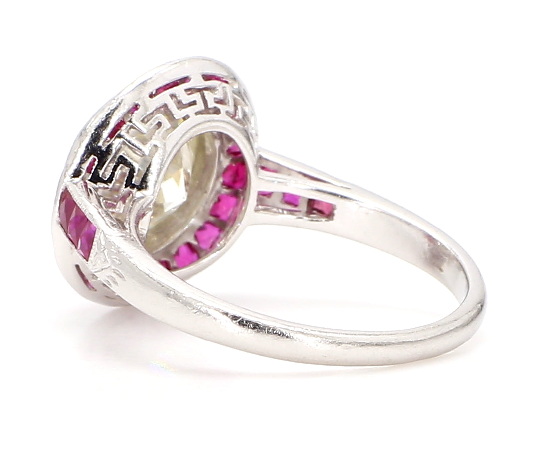 2.5 Carat Diamond Ruby, Platinum Ring