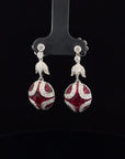 Diamond and Natural Ruby Art Deci Style Drop Earrings