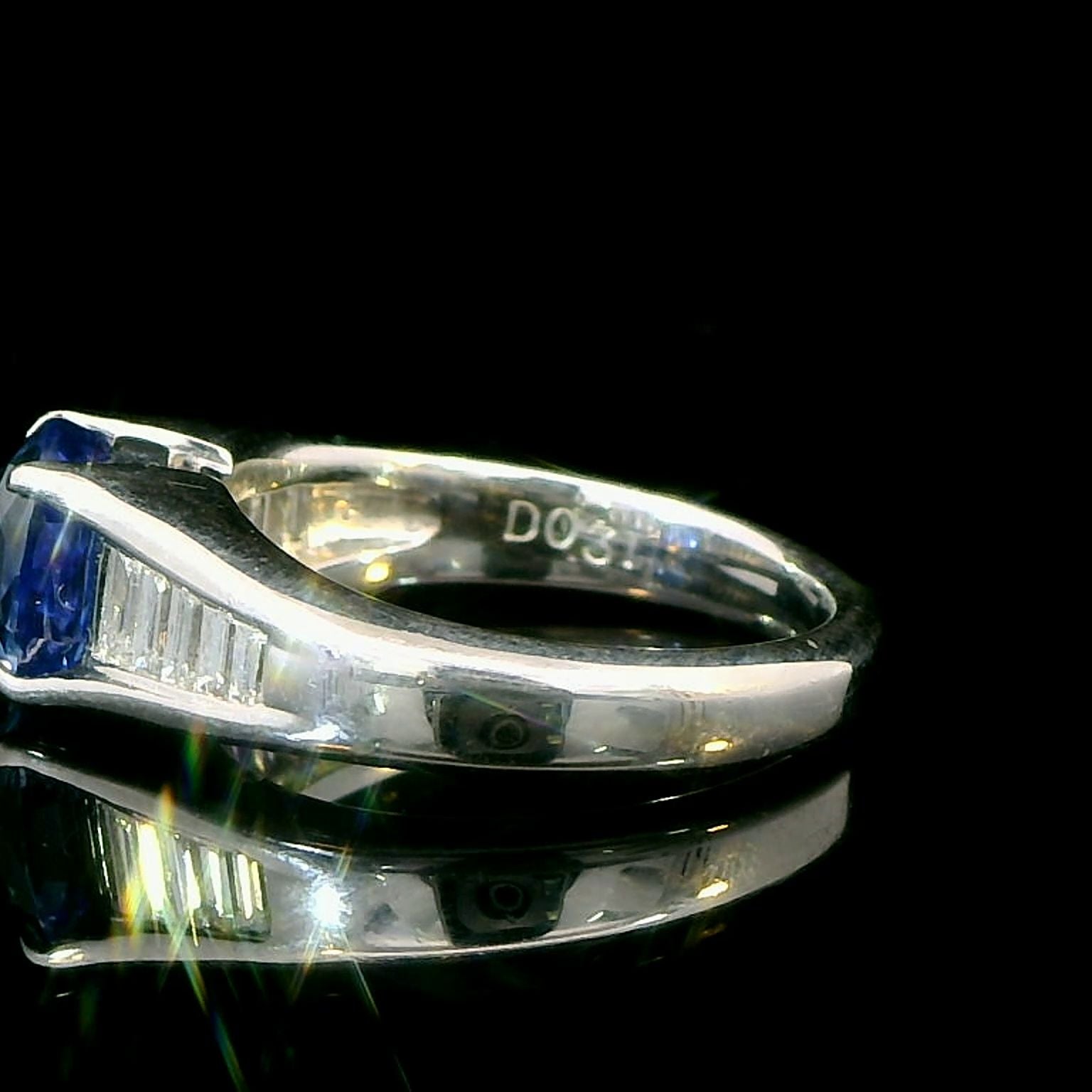 0.31 Carat Diamond &amp; 2.49 Carat Blue Sapphire Ring in Platinum