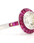 2.5 Carat Diamond Ruby, Platinum Ring