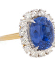 10.21 Carat Natural Blue Ceylon Sapphire Ring and Diamond Ring