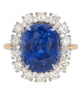 10.21 Carat Natural Blue Ceylon Sapphire Ring and Diamond Ring