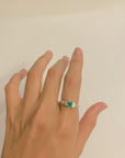 Platinum Ring with 0.55ct Emerald and 0.38ct Diamond