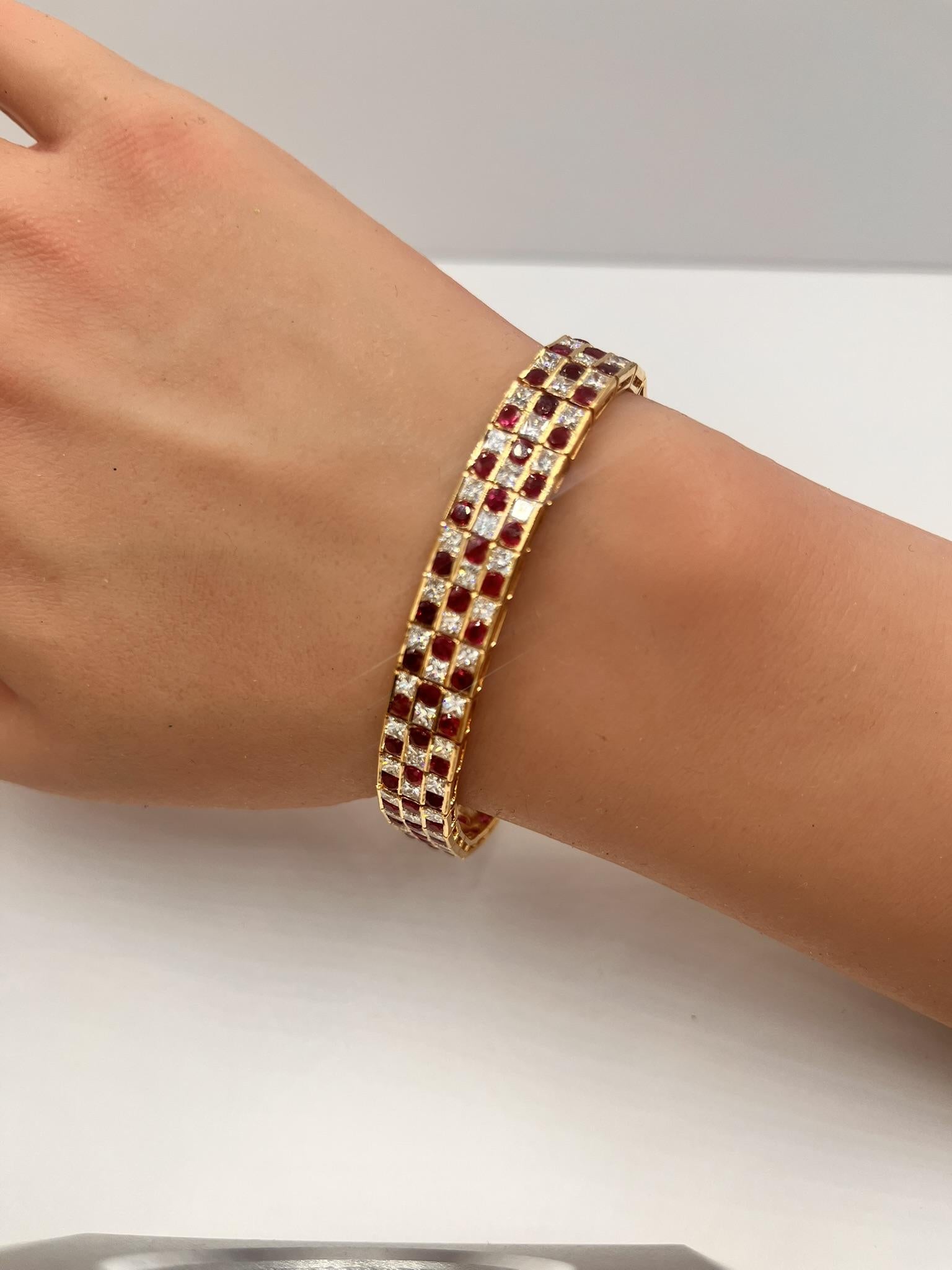 9.27 Natural Burmese Rubies and 9.11 Diamond Bracelet