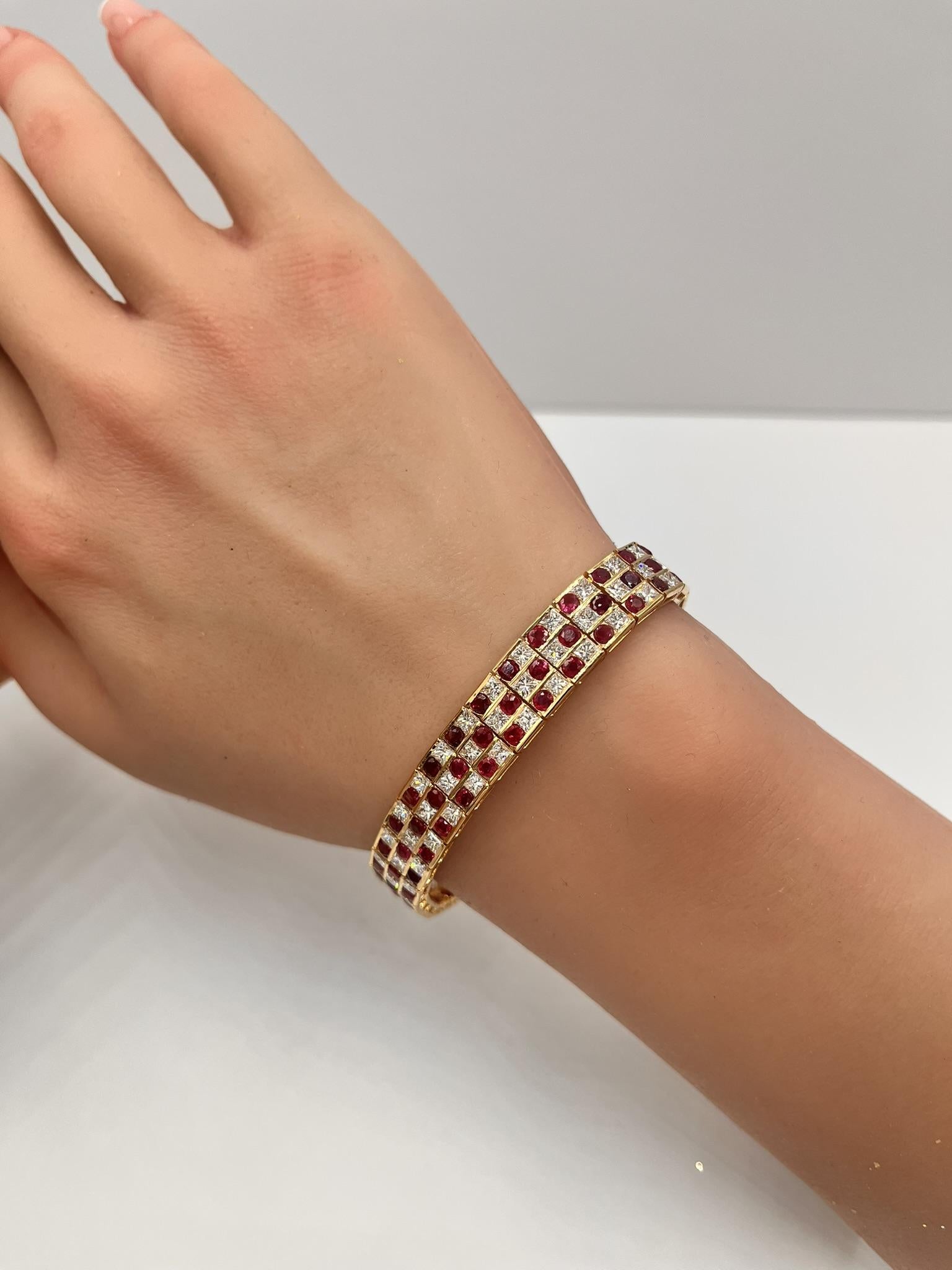 9.27 Natural Burmese Rubies and 9.11 Diamond Bracelet