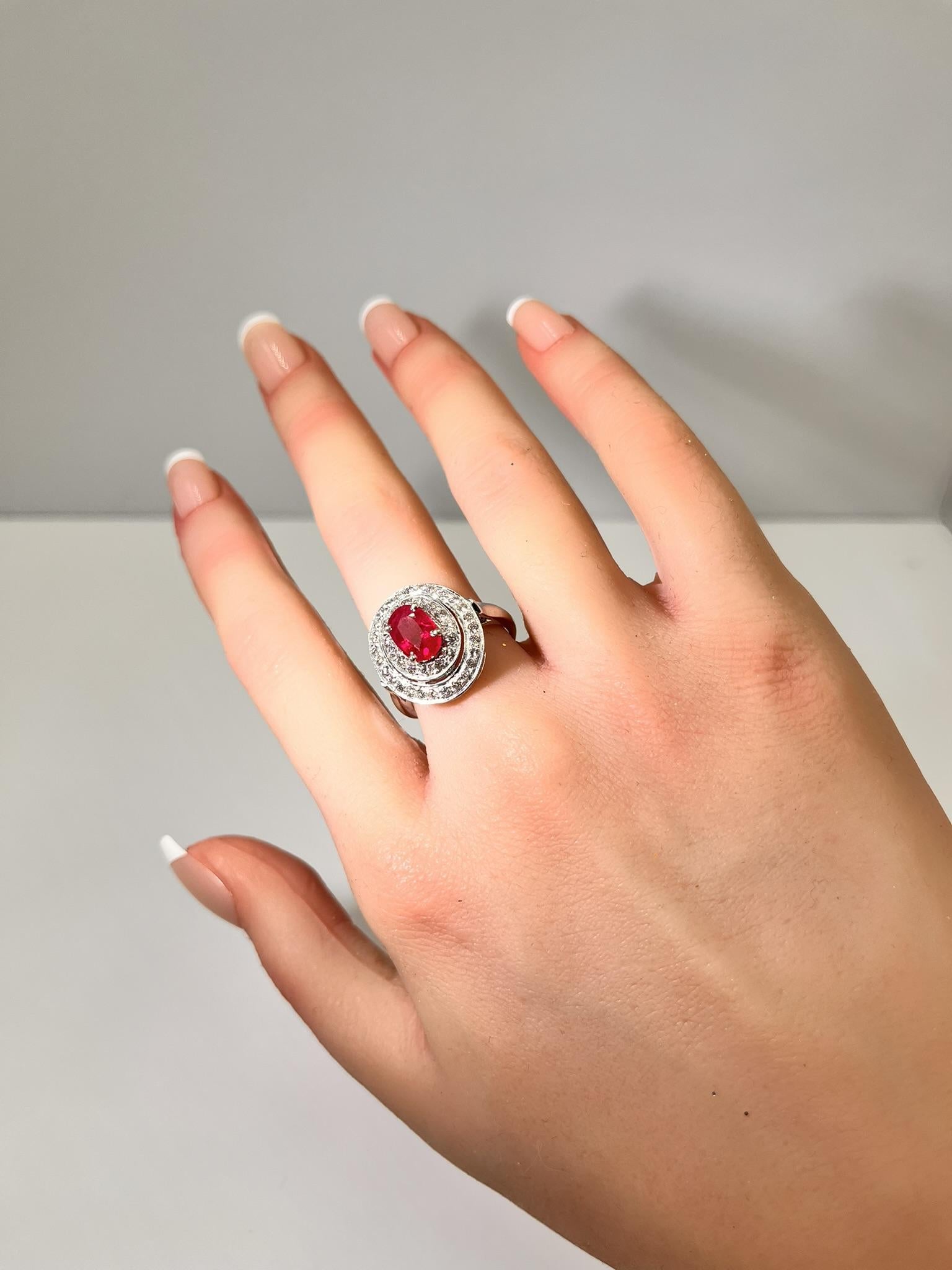 Ruby and Diamond Halo Ring