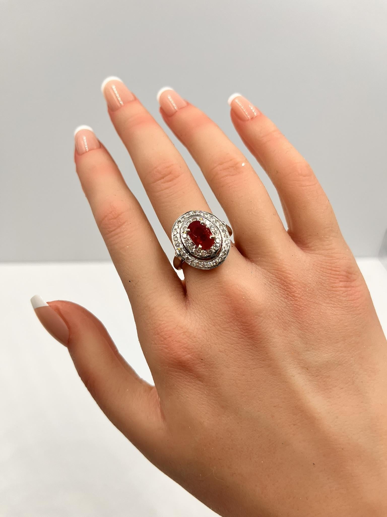 Ruby and Diamond Halo Ring