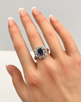 Blue Sapphire and Diamond Ring