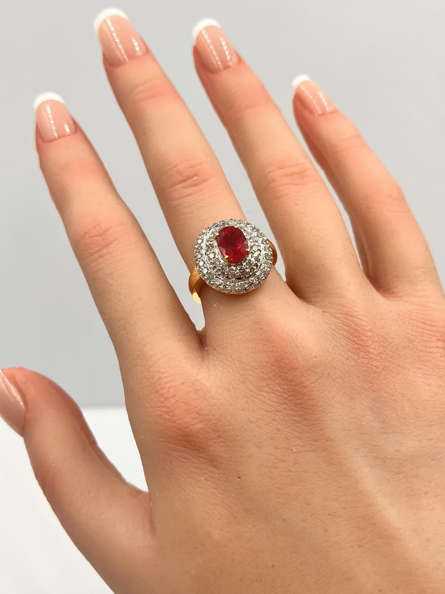 Ruby and Diamond Halo Ring