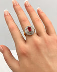 Ruby and Diamond Halo Ring