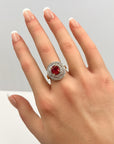 Ruby and Diamond Halo 18K Gold Ring
