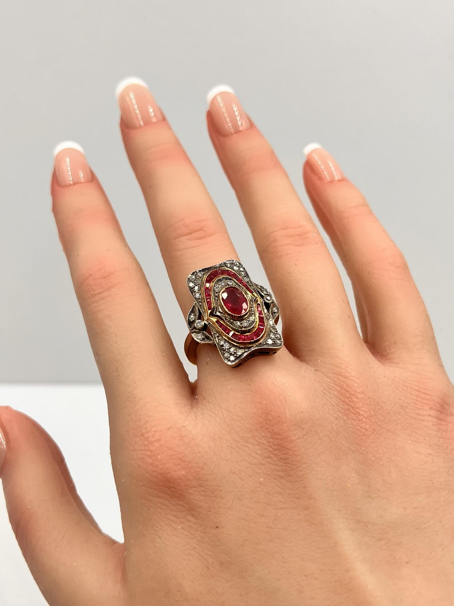 Ruby and Diamond Victorian Ring