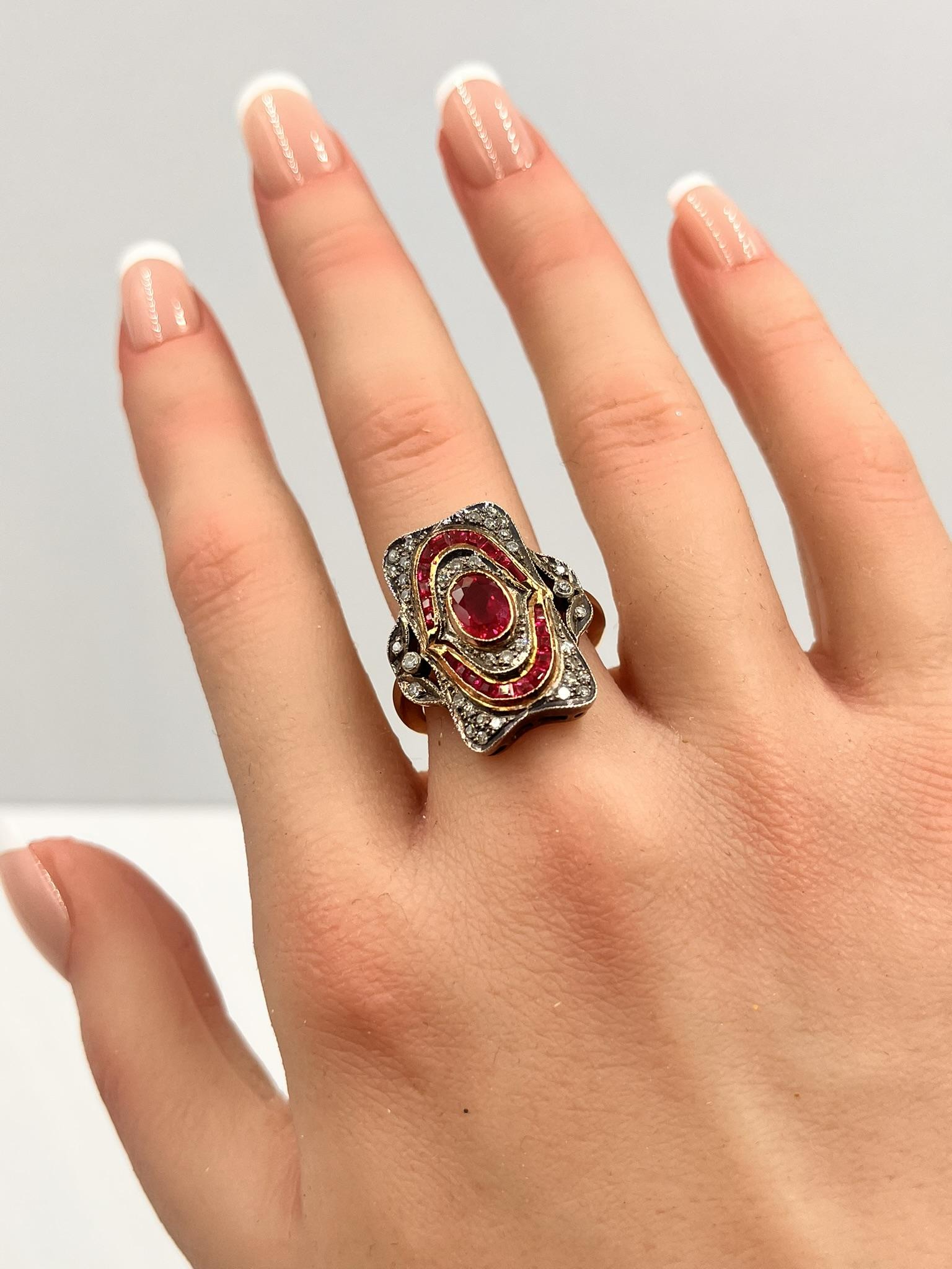 Ruby and Diamond Victorian Ring