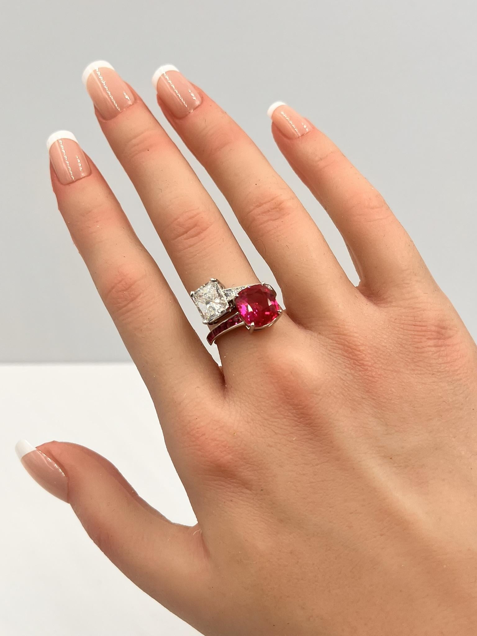 Pink Sapphire Ruby Diamond Ring
