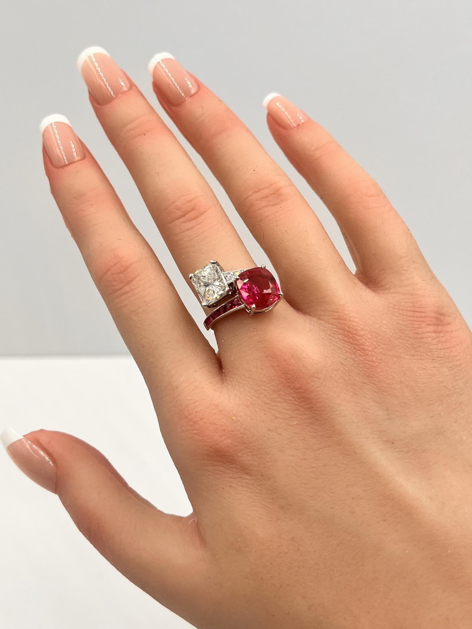 Pink Sapphire Ruby Diamond Ring