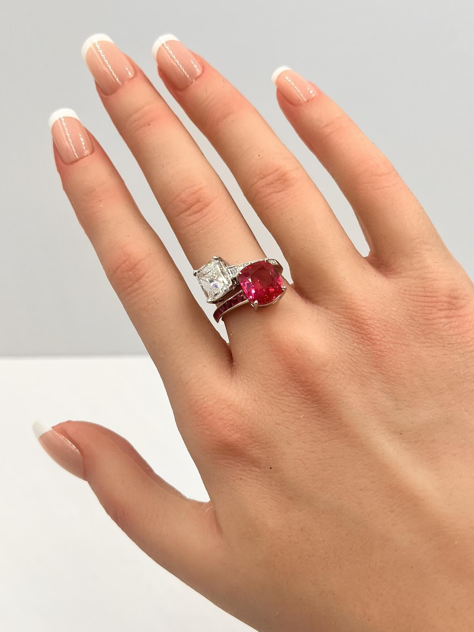 Pink Sapphire Ruby Diamond Ring