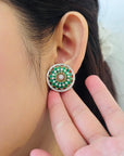 18k Yellow Gold Earrings with 2.4ct Emeralds & 1.0ct Diamonds