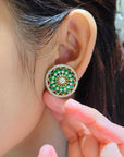 18k Yellow Gold Earrings with 2.4ct Emeralds & 1.0ct Diamonds