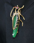 Green Insect/Bug Inspired Diamond and Emerald Pin