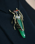 Green Insect/Bug Inspired Diamond and Emerald Pin