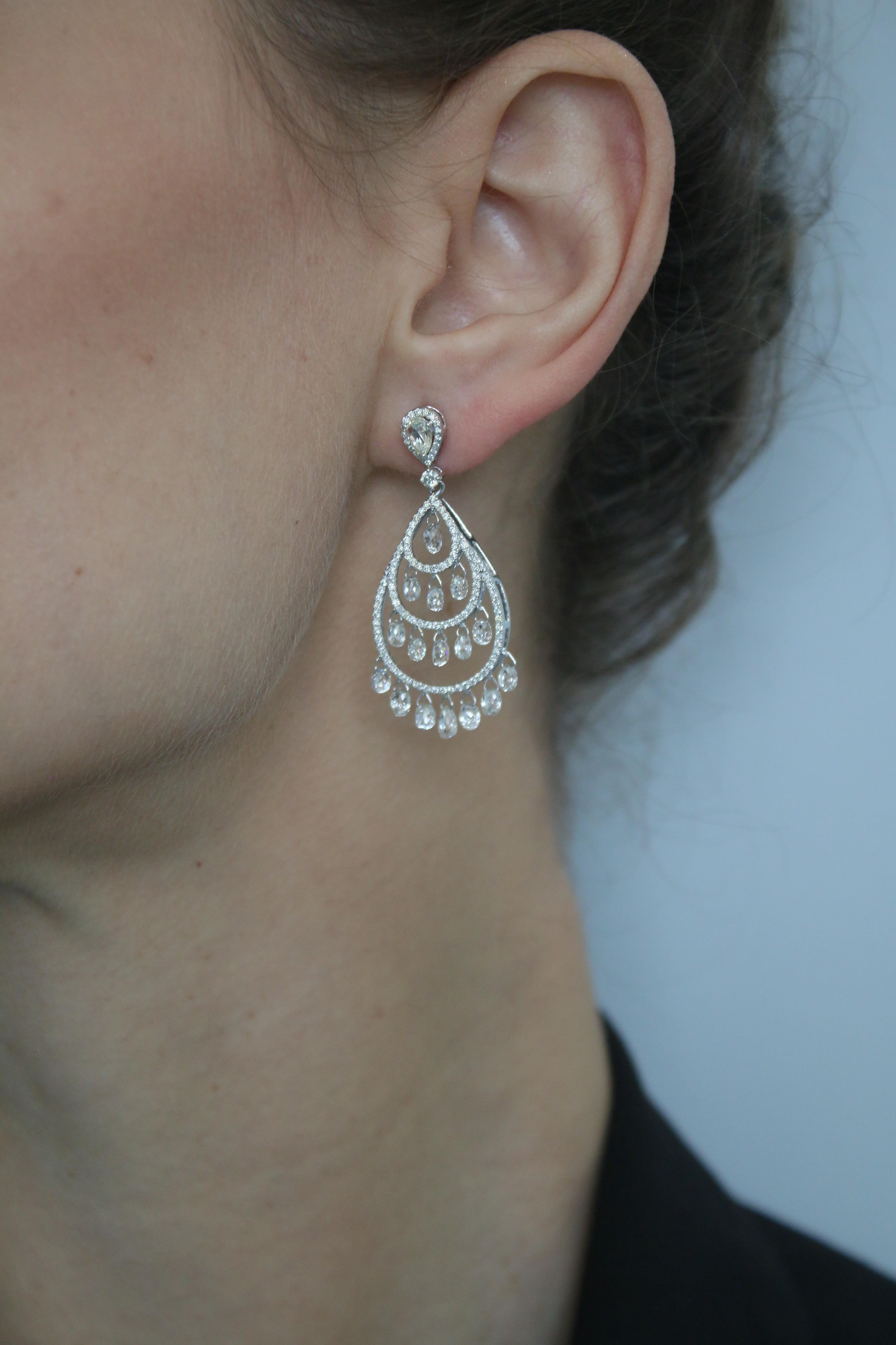 Briolette Drop Diamond Earrings
