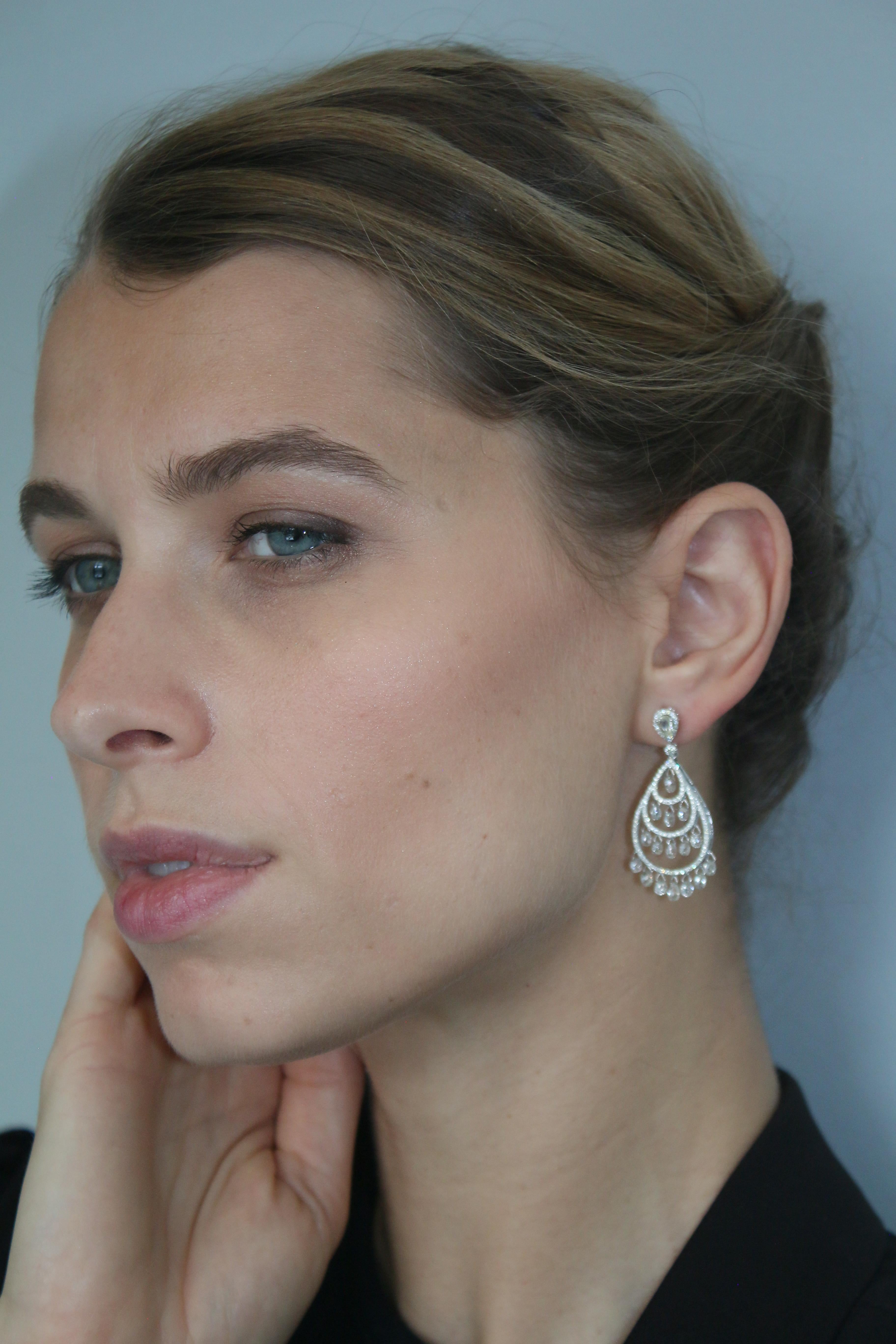 Briolette Drop Diamond Earrings