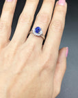 1.88-Carat Oval Blue Sapphire Ring in Platinum Size 6