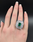 7.0-Carat Square Emerald Ring with Diamonds in 18k Gold
