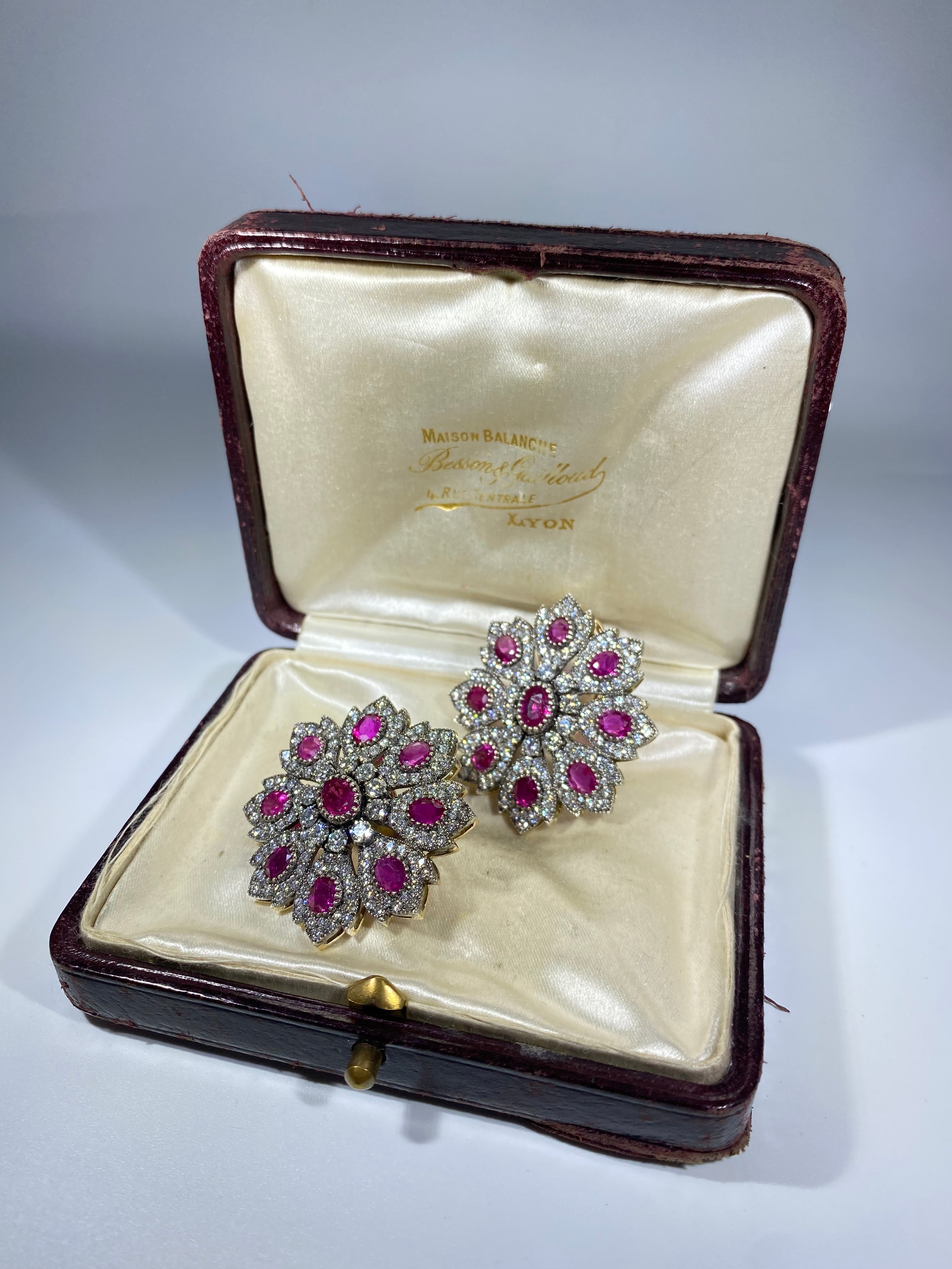 Victorian Natural Burmese Rubies and Diamond Earrings