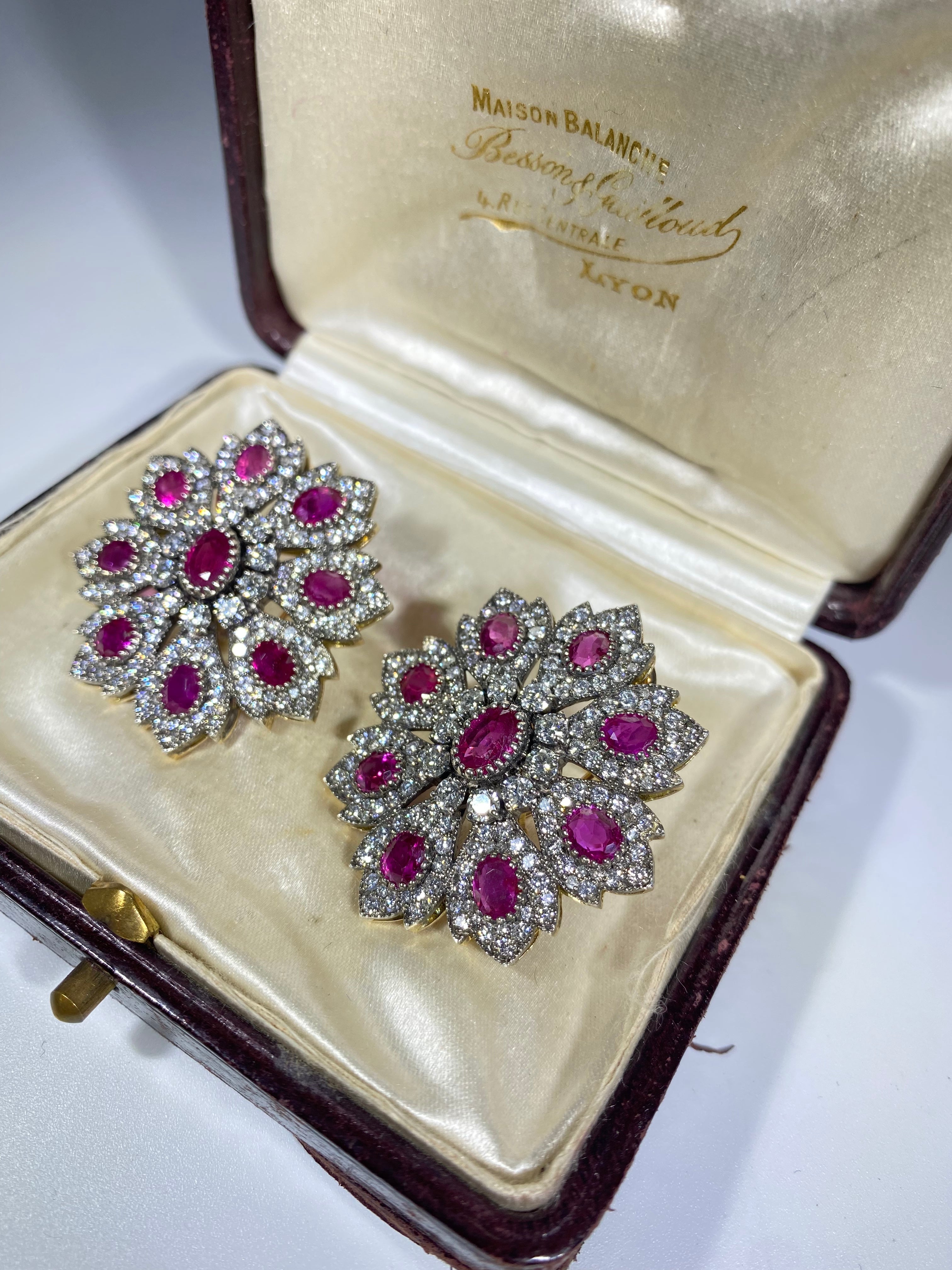 Victorian Natural Burmese Rubies and Diamond Earrings