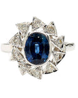 Blue Sapphire and Diamond Ring