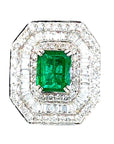 7.0-Carat Square Emerald Ring with Diamonds in 18k Gold