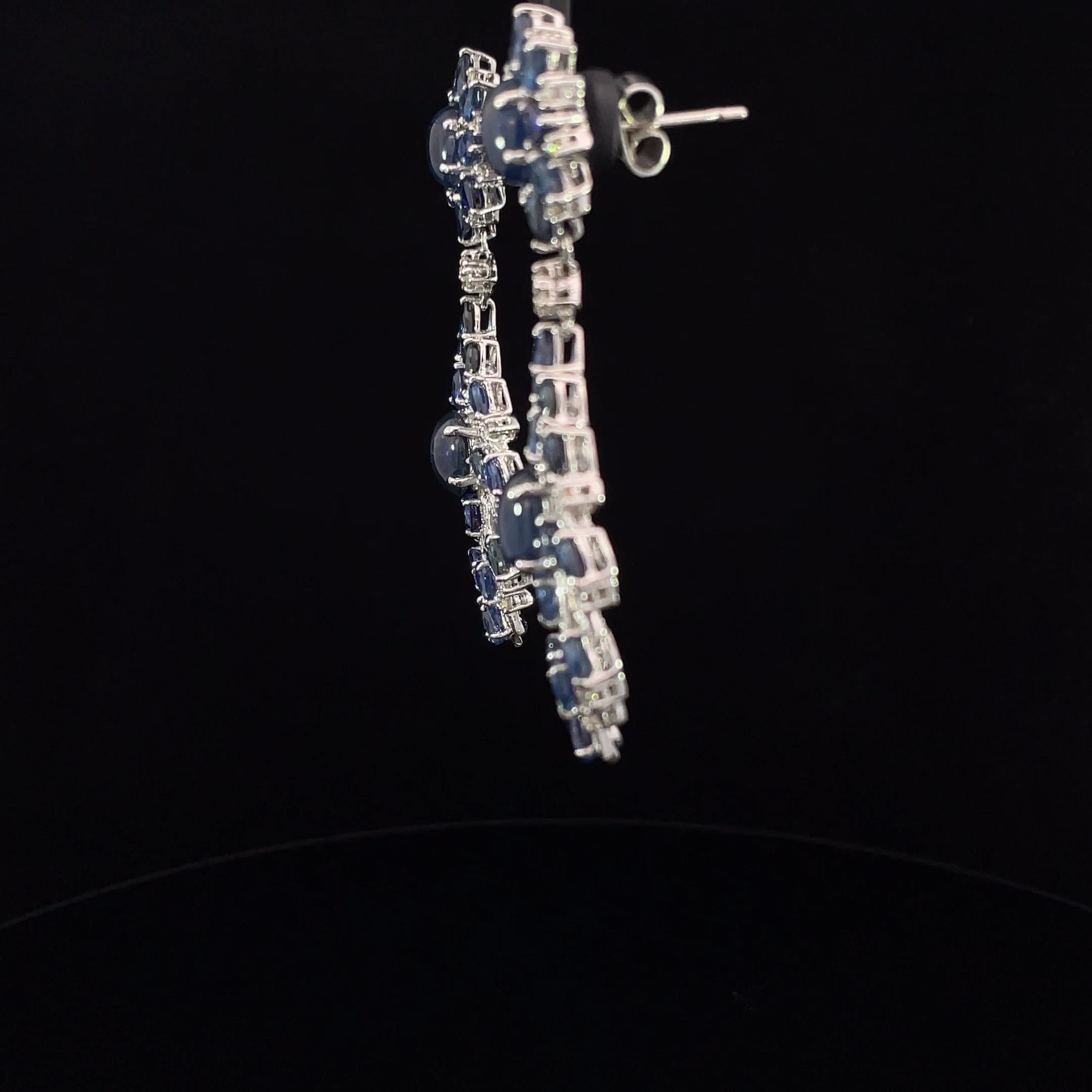 24 Carats Blue Sapphire and 4 Carats Diamond Drop Earring Earring