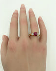 1.6-Carat Ruby & Diamond Ring in 18K Gold with Princess Cut