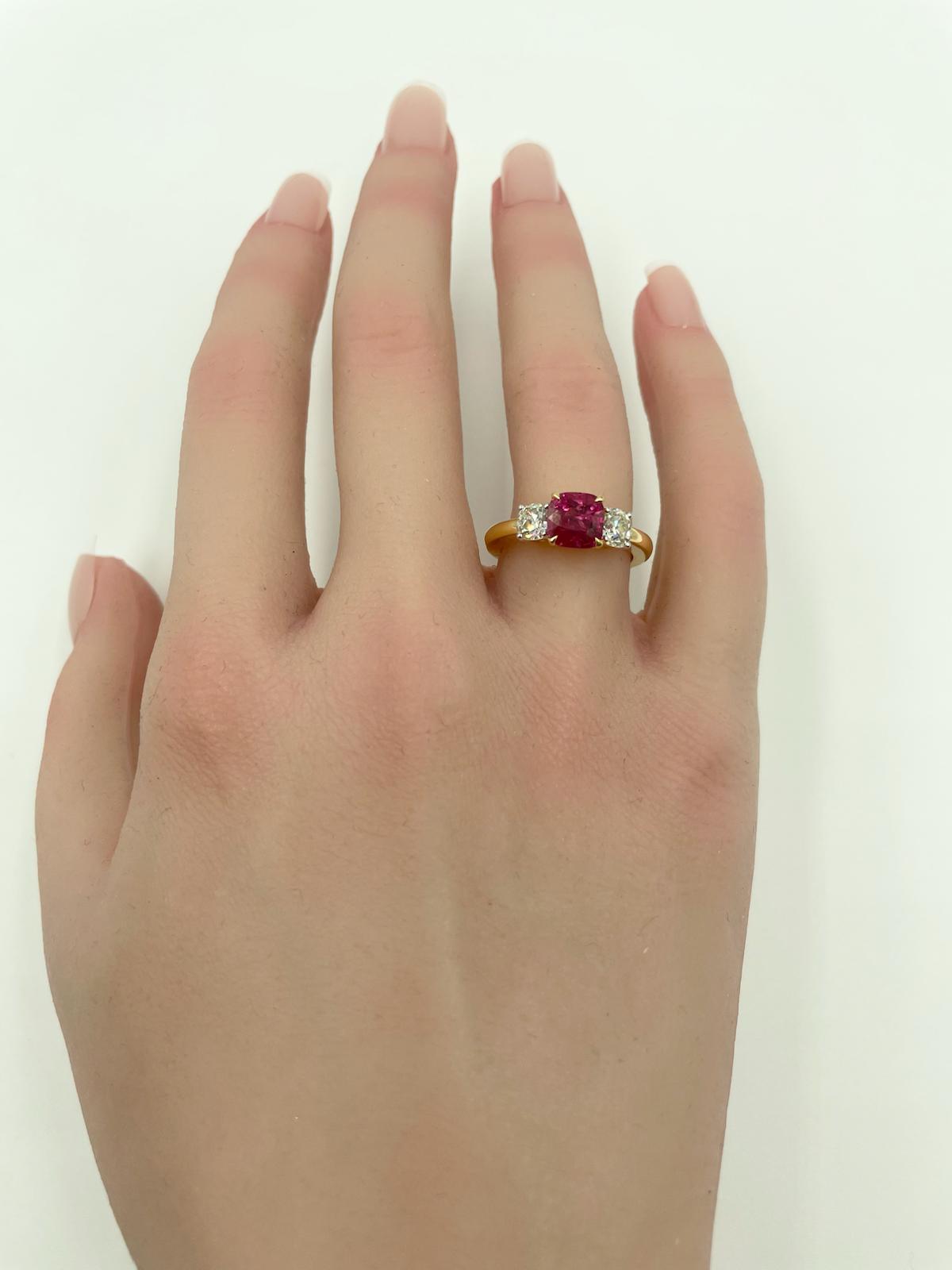 1.6-Carat Ruby &amp; Diamond Ring in 18K Gold with Princess Cut