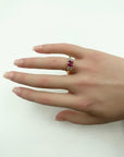 1.6-Carat Ruby & Diamond Ring in 18K Gold with Princess Cut