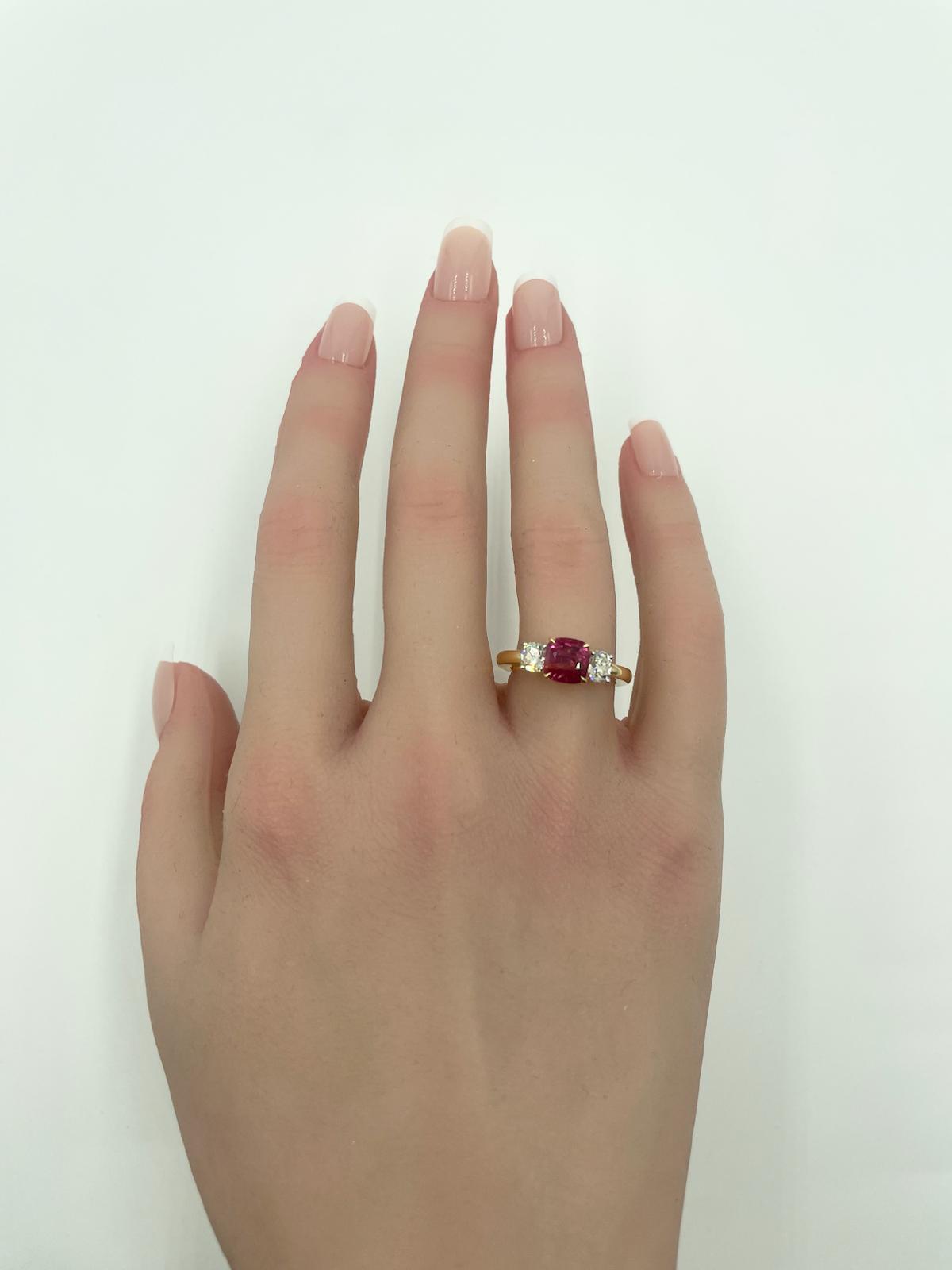 1.6-Carat Ruby &amp; Diamond Ring in 18K Gold with Princess Cut