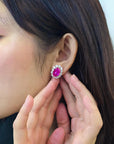 11.80 Carat Natural Unheated Burmese Rubies and Diamond Earrings
