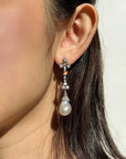 Rare Natural Pearl Art Deco and Diamond  Drop Earring