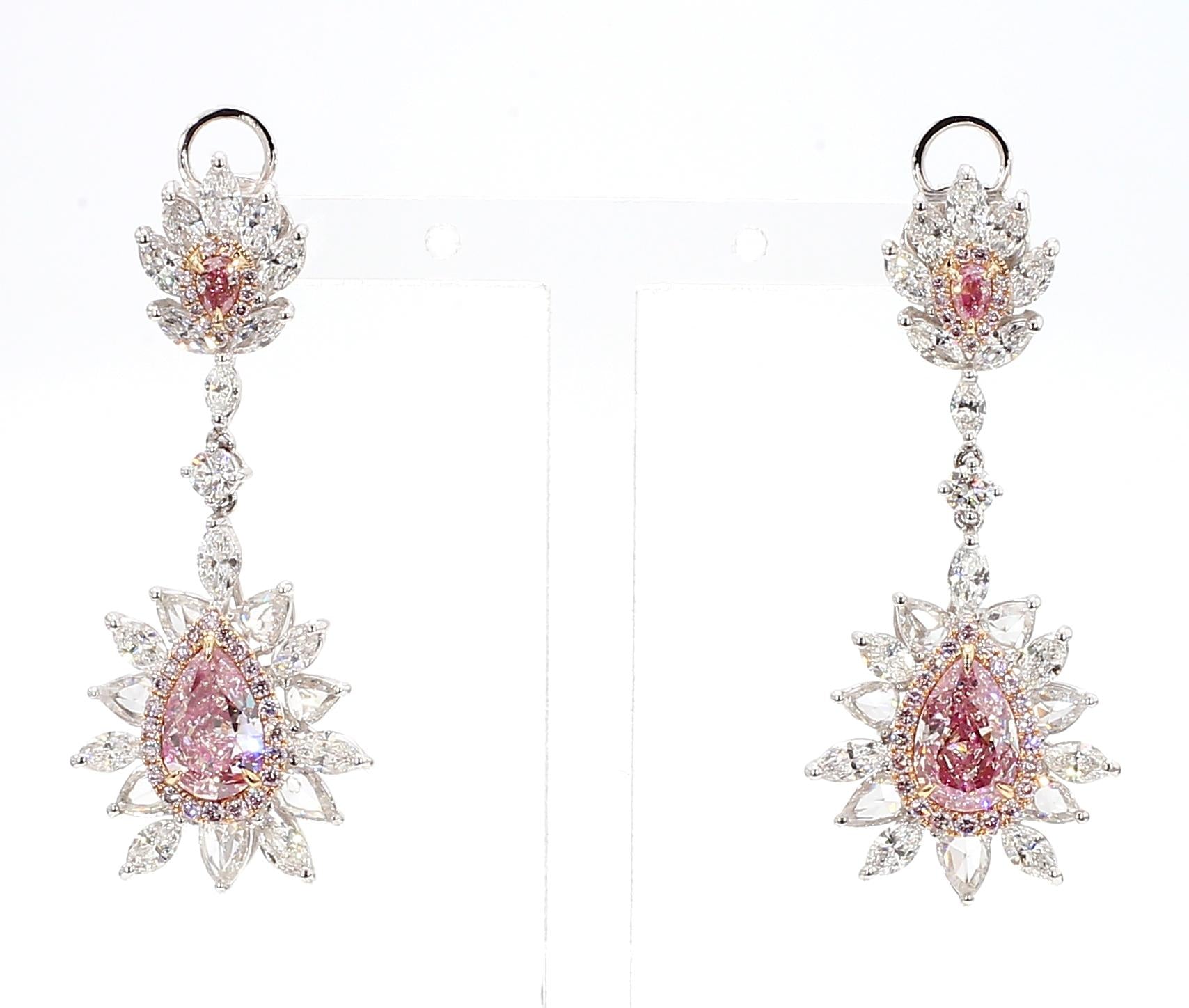 5.7 Carat Fancy Pinkish Brown Diamond Earrings in 18K Gold