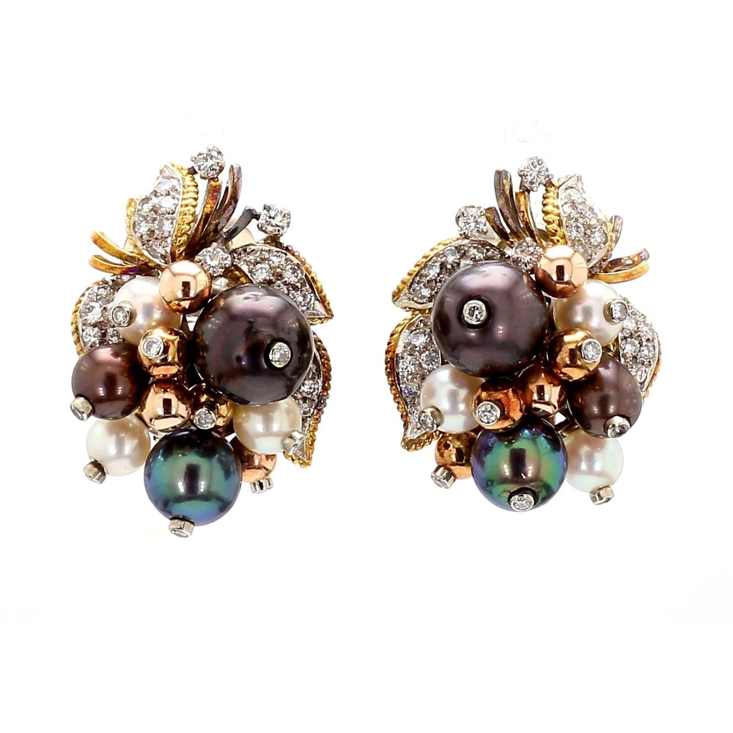 Multicolored Pearl Austrian Art Deco Pearl Earing
