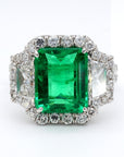 Rare Natural Green Emerald Cocktail Ring GIA Certfied