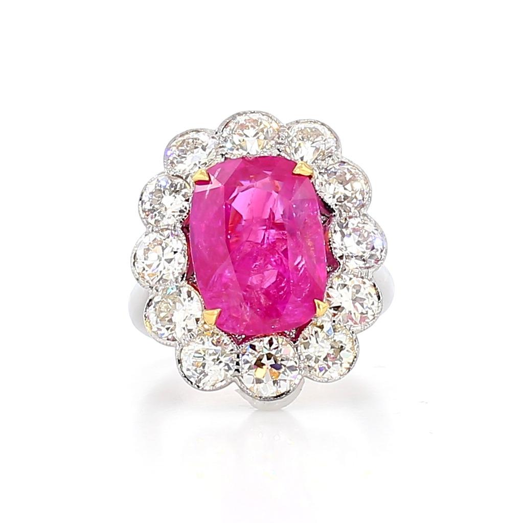 7.61ct Ruby and Diamond Ring Dia-4.05, 18K