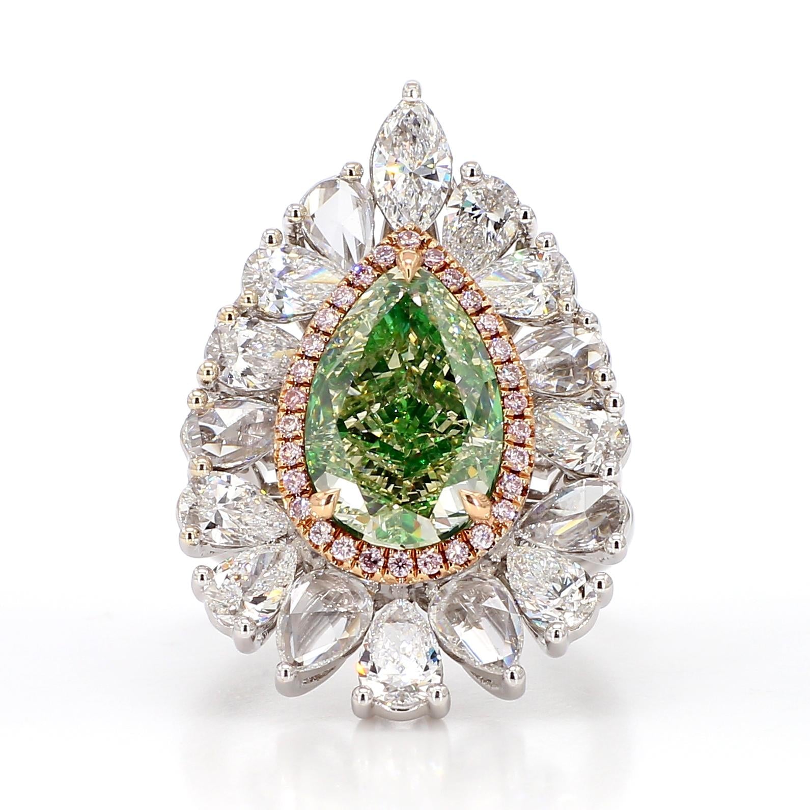 5.1 Carat Natural Fancy Green GIA Certified Diamond Ring