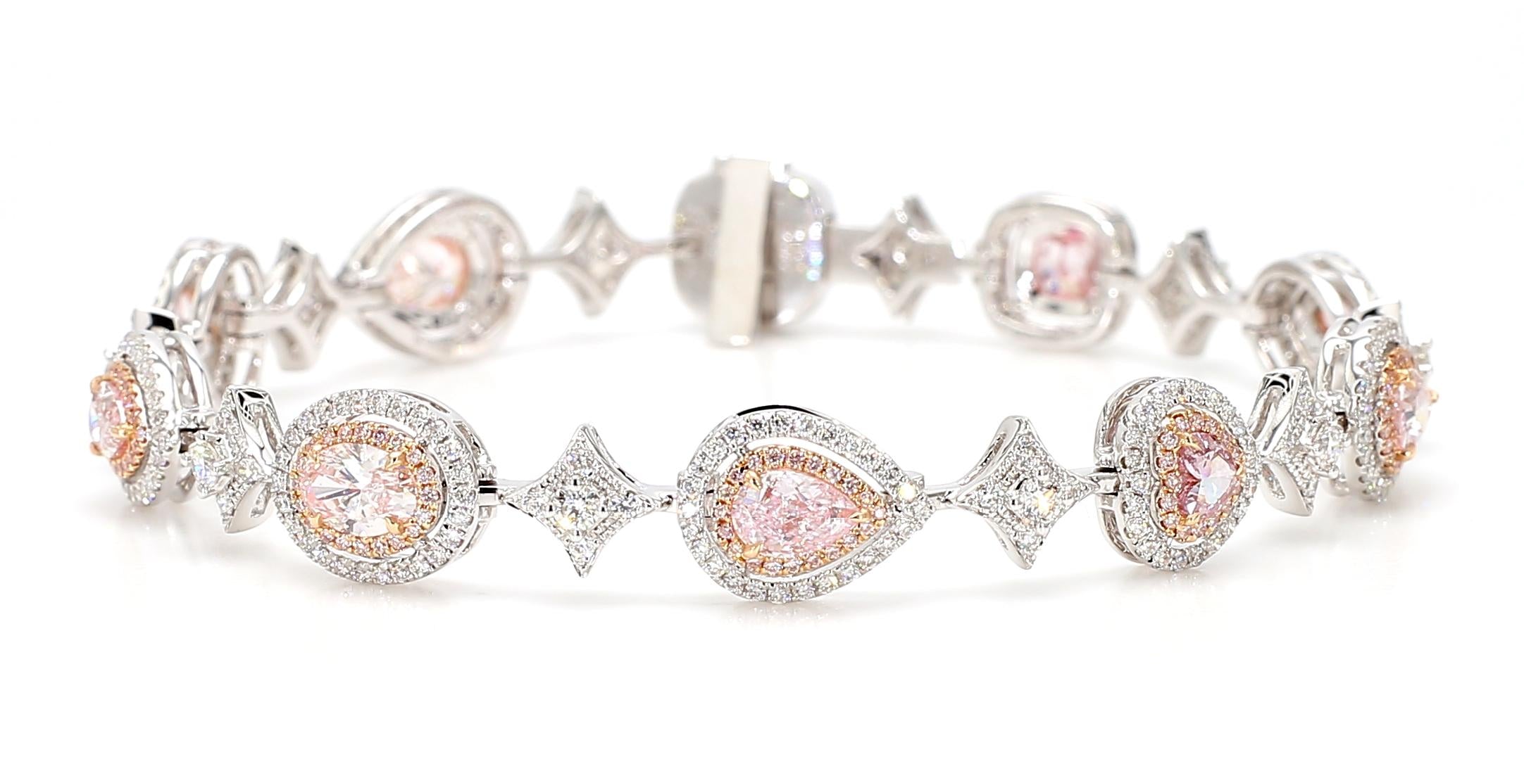 GIA Certifies Natural Fancy Pink Color Diamond Bracelet